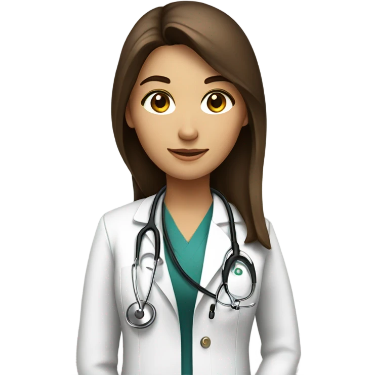 long straight brown hair amber eyes female doctor with stethoscope  emoji