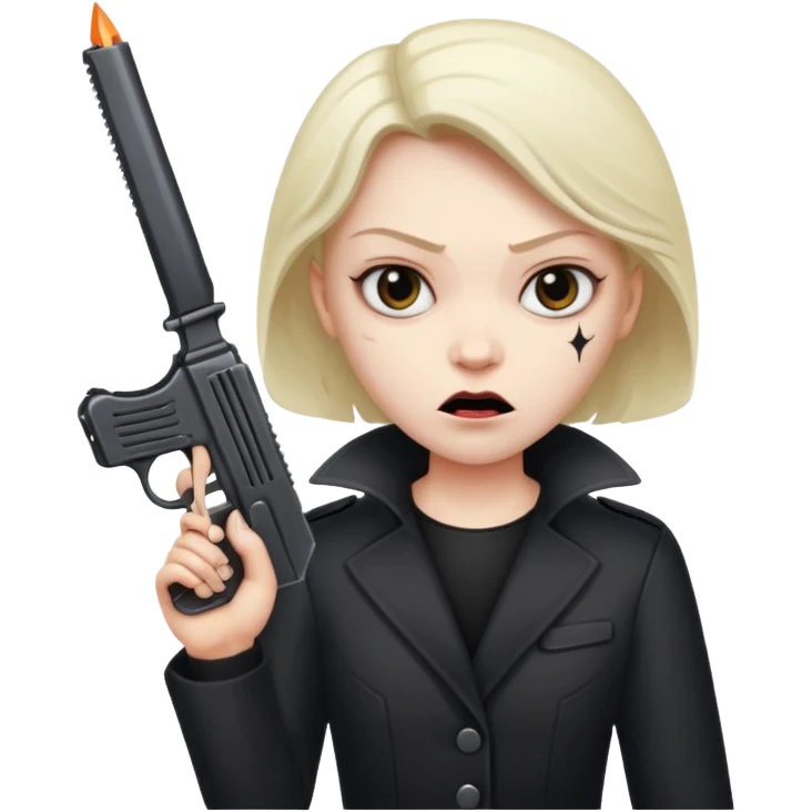 an evil face with a gun or a knife in their hand emoji