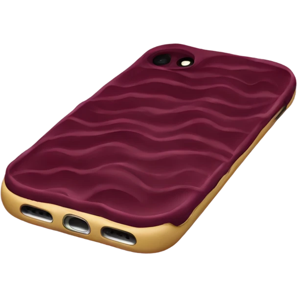 iPhone with burgundy wavy case emoji