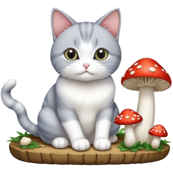 Grey white cat enoki mushrooms emoji