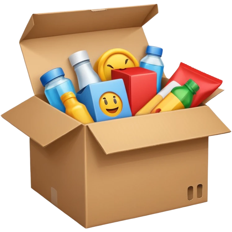 a box with different products emoji