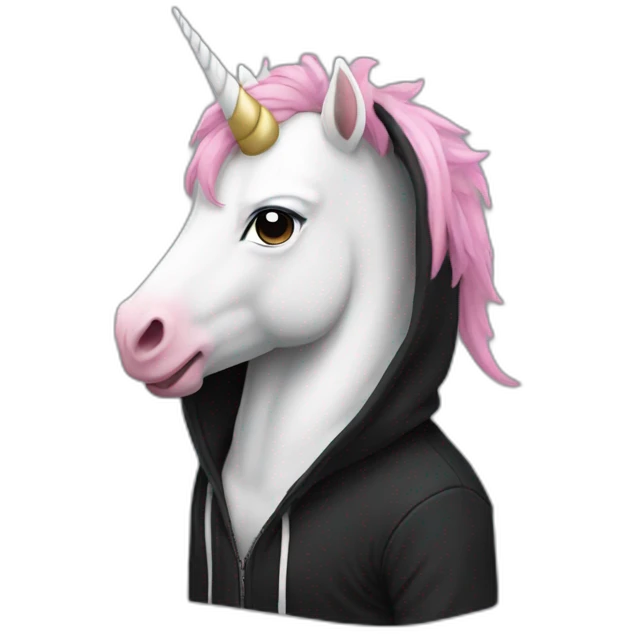 licorn in a black hoodie emoji