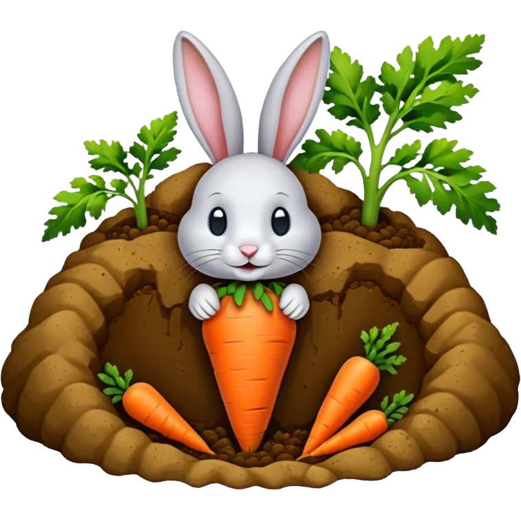 Rabbit burrow, carrot outside emoji