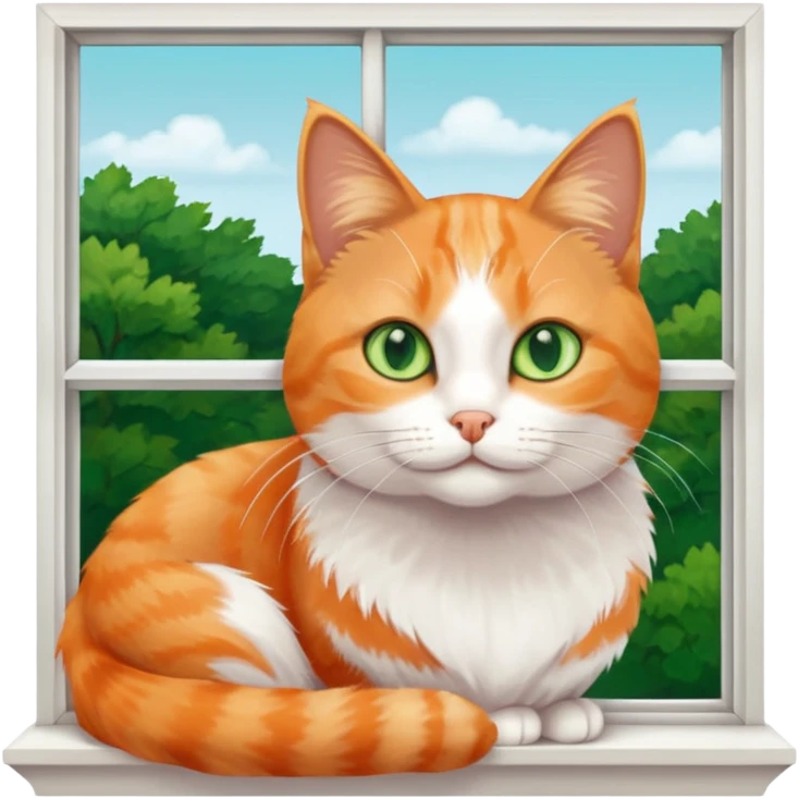 Window with cat on sill + warm lamp glow emoji