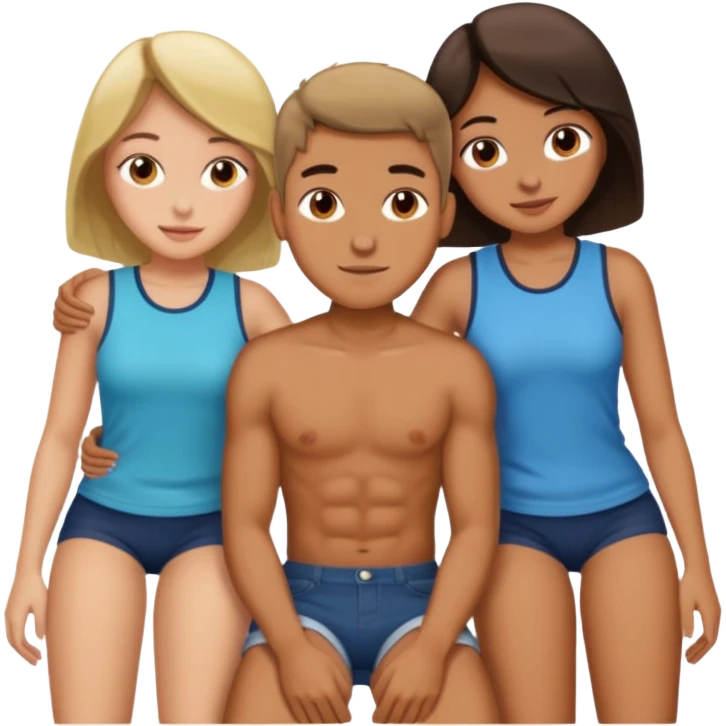 Guy head between girls thighs emoji