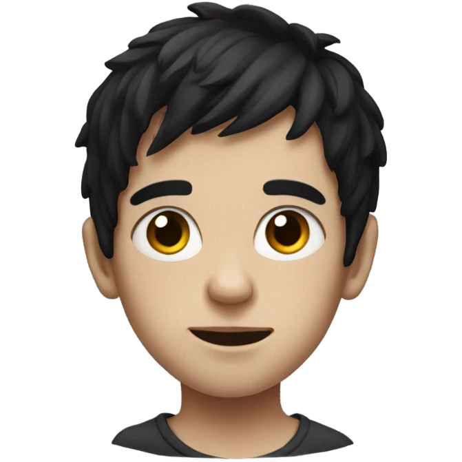 realistic portrait of alone boy with black hair emoji