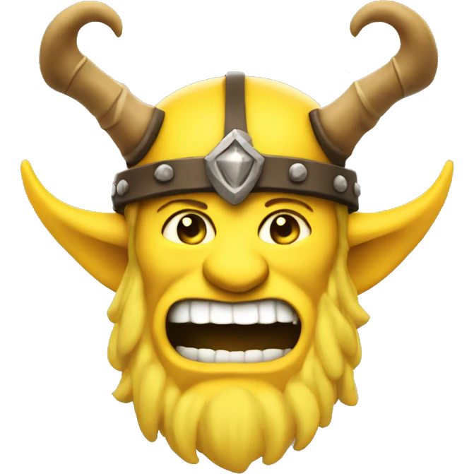 Yellow smile barbarian with hat with horns emoji