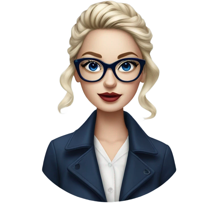 Hyper Realistic beautiful dior model with dark blue eyes glasses and stylish hair  emoji