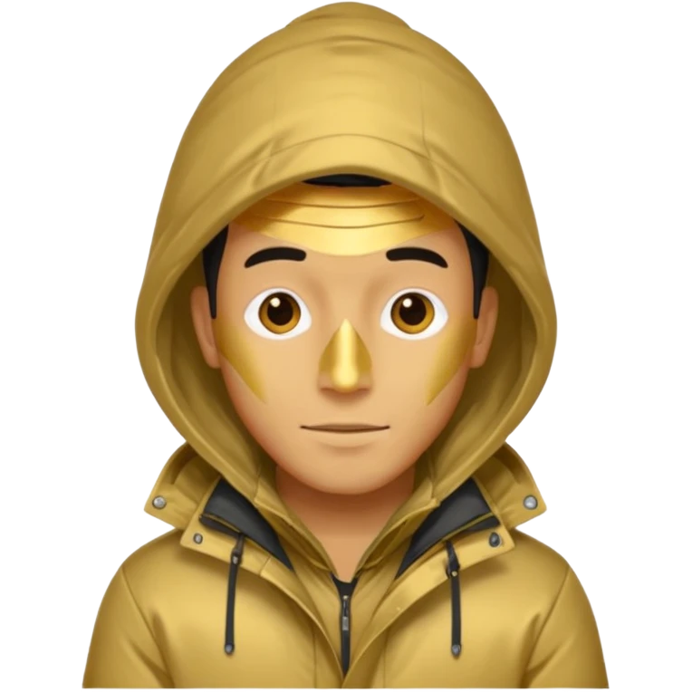 man in parka, gold skin tone. emoji