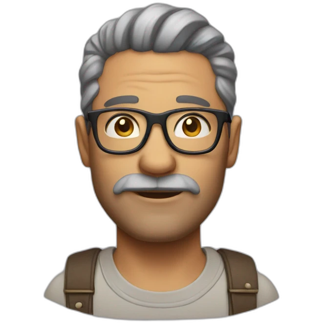 Middle aged hipster no hat emoji