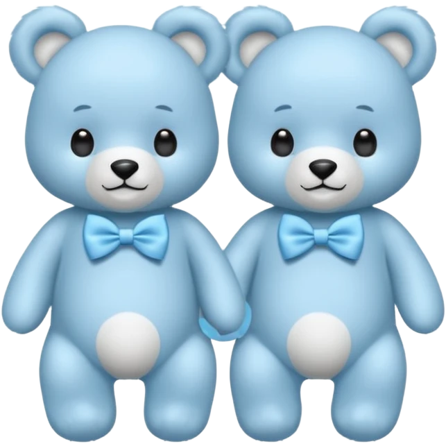 sweet twin baby blue bears with blue bow tie emoji