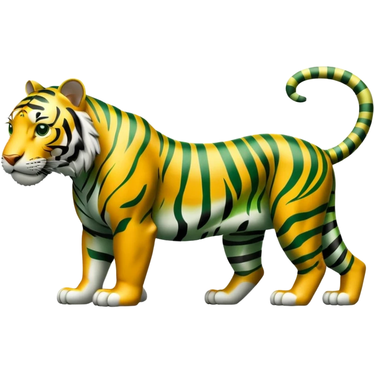 full body muscular green tiger on all fours with black stripes emoji