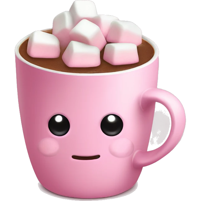 Hot chocolate with marshmallows in a little pink coffee cup emoji