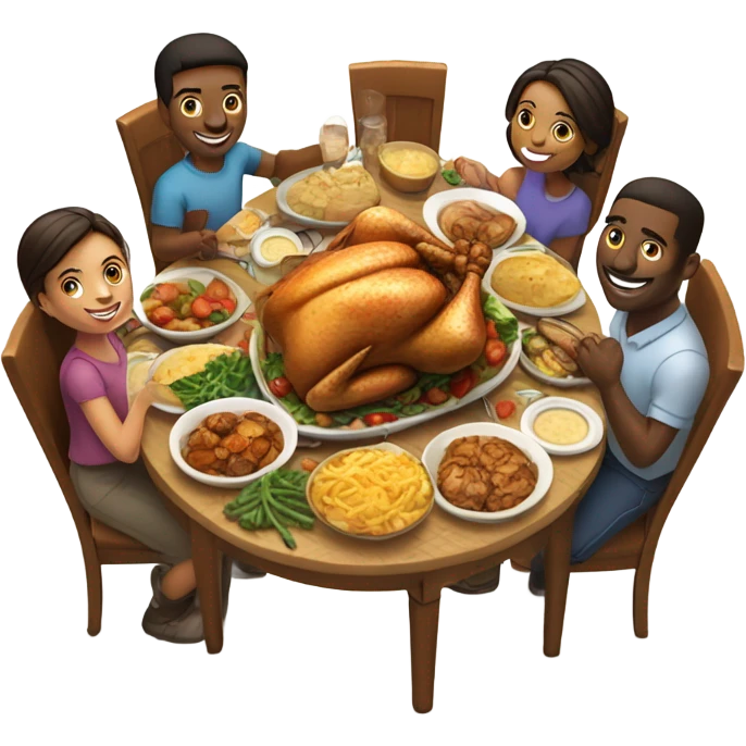 Family eating chicken dinner  emoji
