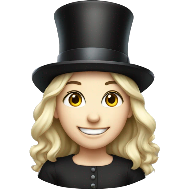 smiling girl white skin, in top hat emoji