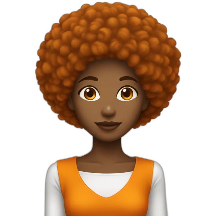 Fille avec un afro orange emoji