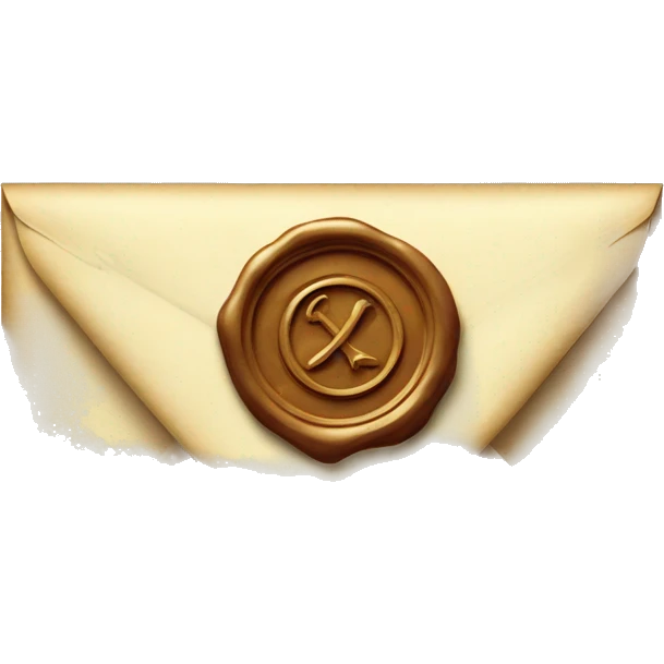 an envelope with a vintage elegant wax seal emoji