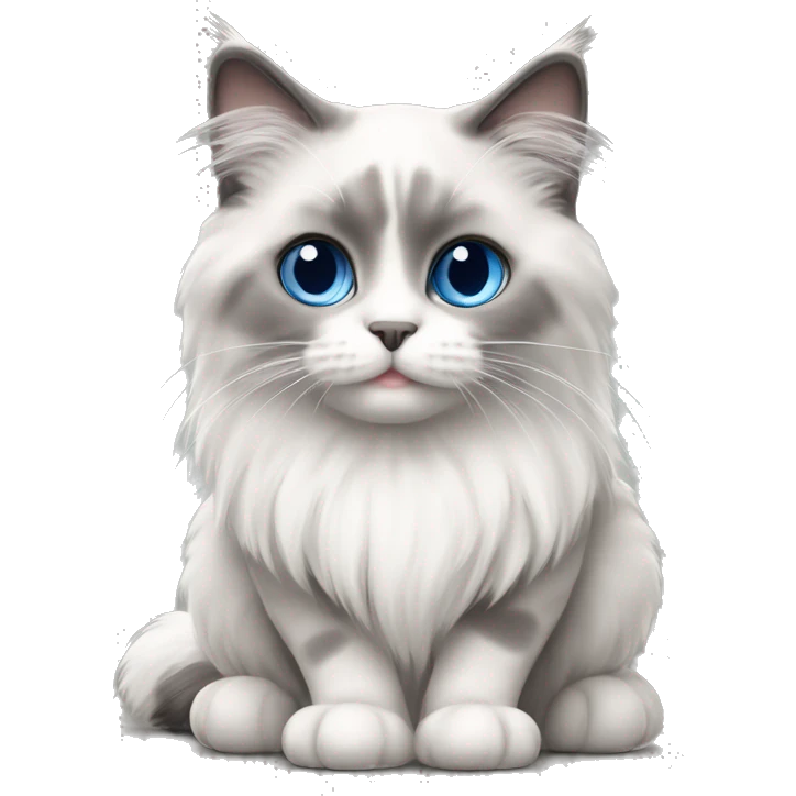 blue eyed ragdoll cat white and grey fur sitting emoji