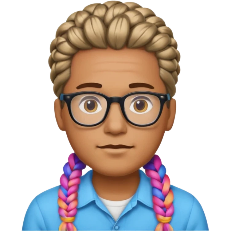 colorful braided hair man with glasses emoji