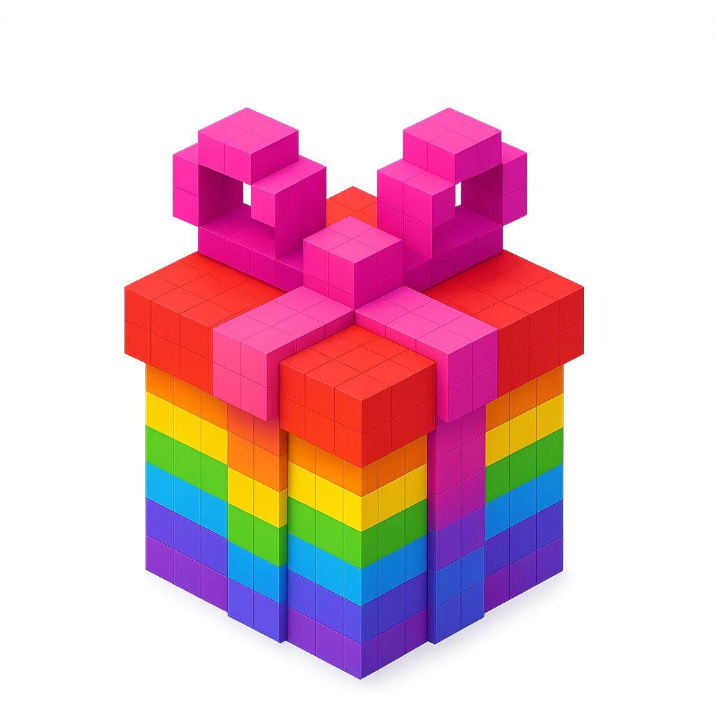 Rainbow gift emoji