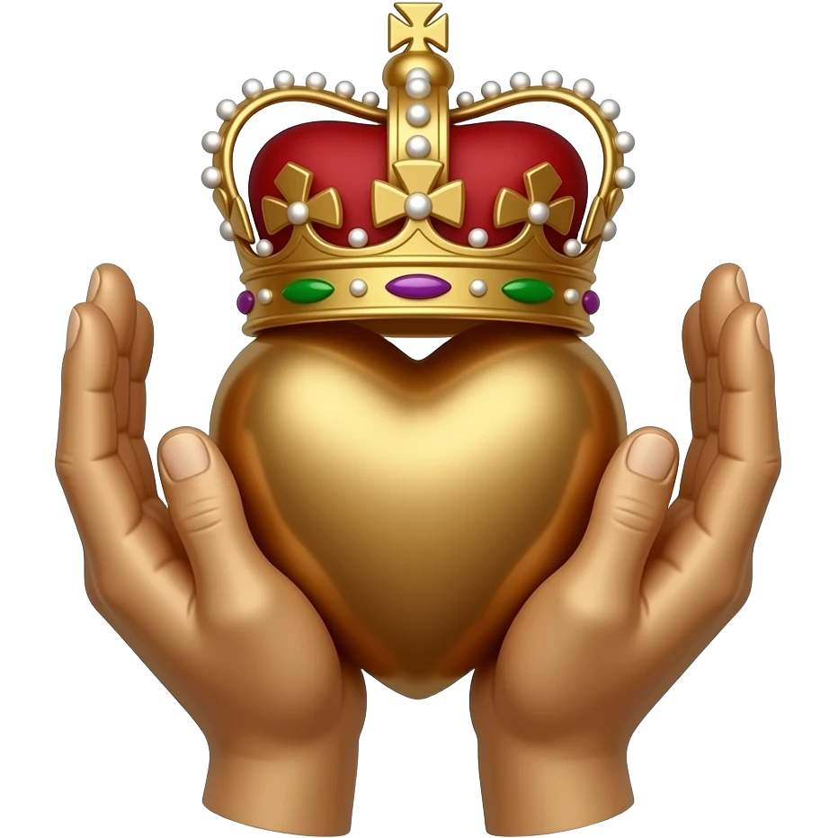 Simple Minds logo - two bronze hands holding a richly ornamented bronze heart with a richly decorated royal crown on their fingers emoji