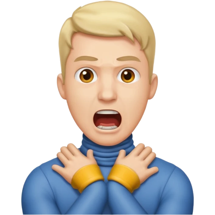 A man with arms crossed on neck screaming  emoji