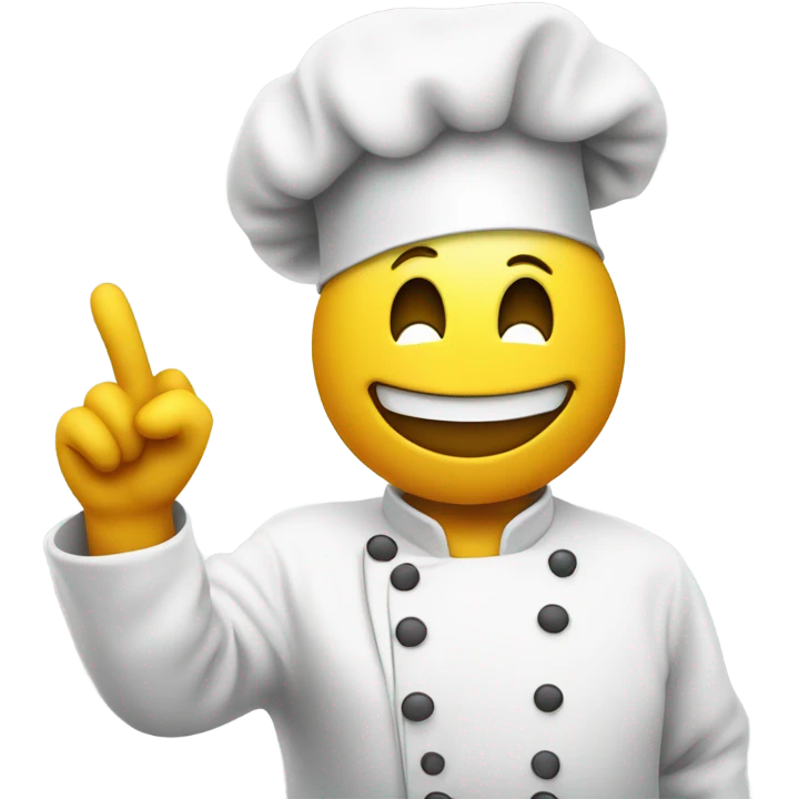 Smiley face wearing chefs hat blowing a kiss with hand emoji