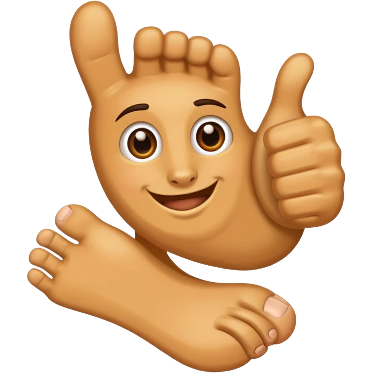 A foot emoji doing a thumbs up emoji