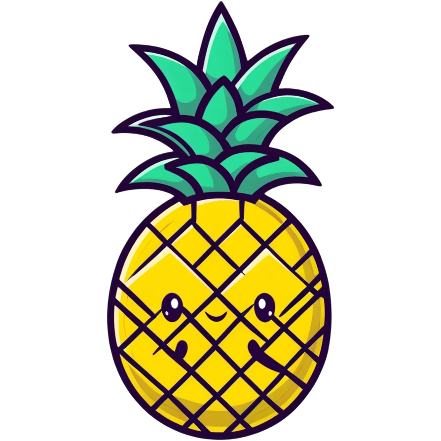 cute pineapple with smiling face emoji
