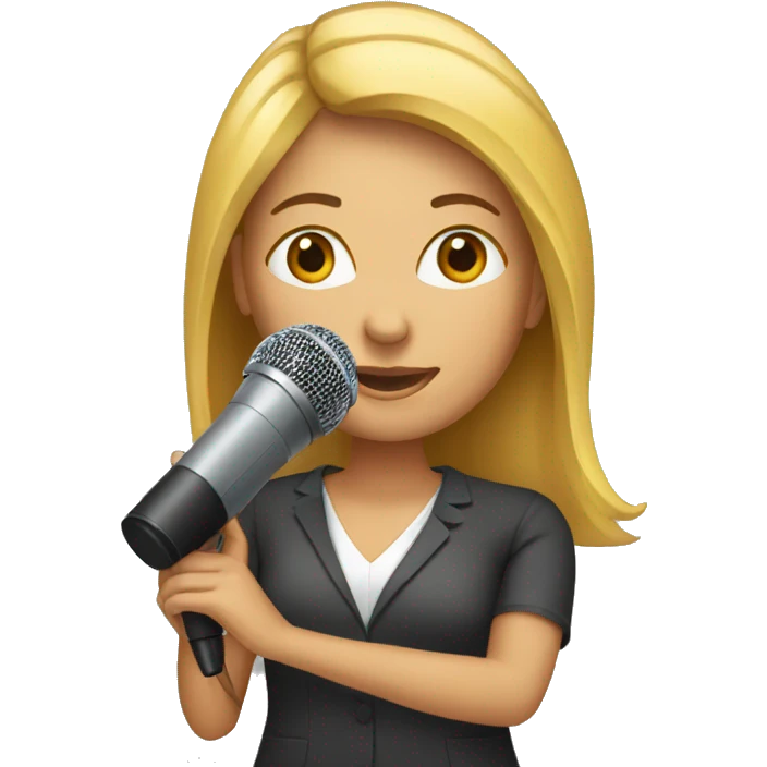 one reporter woman with a microfone emoji