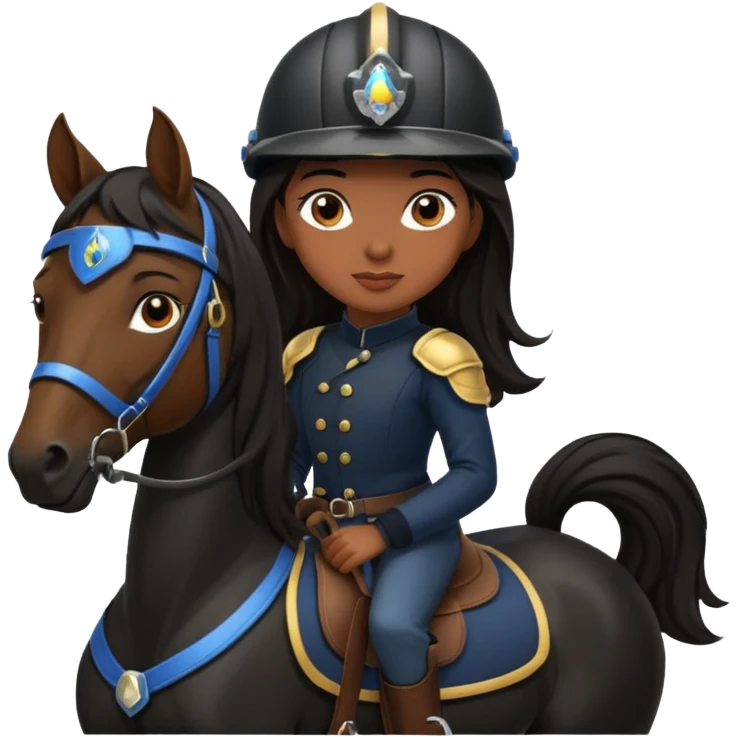 Brown girl on black horse  emoji
