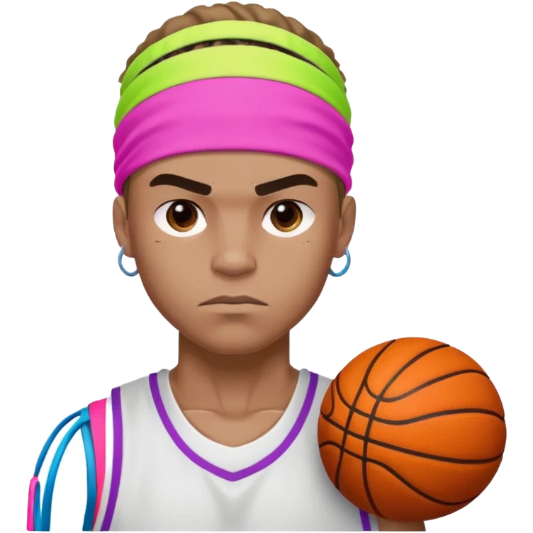 Basketball guy with neon headband emoji