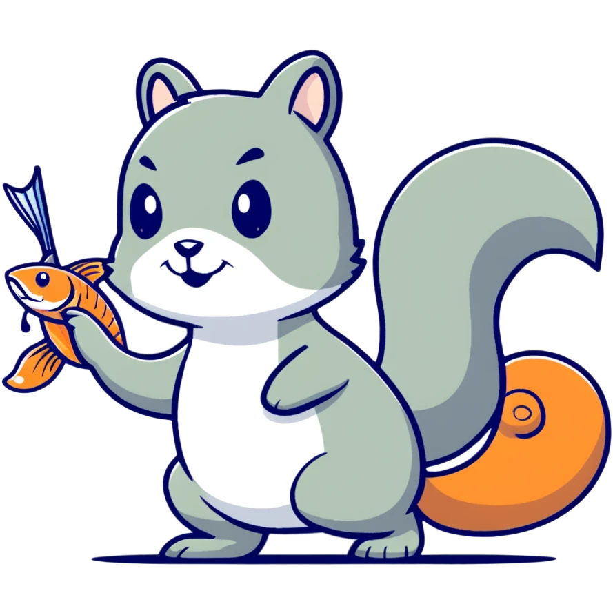 squirrel fighting with a fish as a weapon emoji