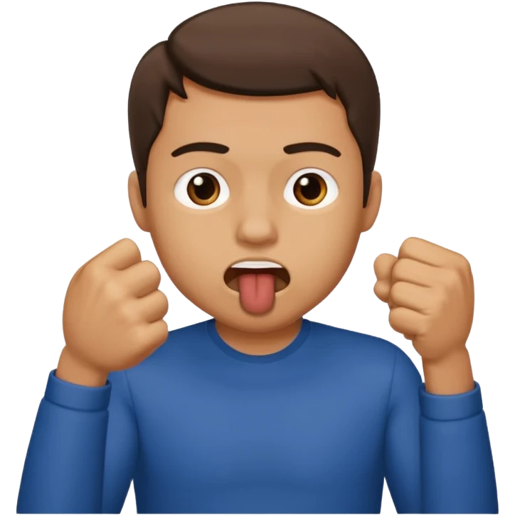 Man putting his fist in his mouth emoji