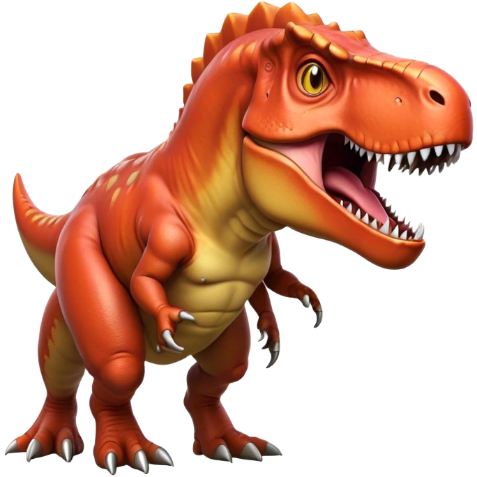 Cinematic Noble T-rex Portrait Emoji, Poised and commanding, with a massive, powerful head, a robust, muscular body, tiny, determined arms, and a fearsome yet noble gaze, Simplified yet sharply defined features, highly detailed, glowing with a cool, primal radiance, high shine, intelligent and formidable, stylized with an air of ancient predatory authority, focused and vigilant, soft glowing outline, capturing the essence of a watchful and confident T-rex that appears ready to roar out of the screen with effortless might! emoji