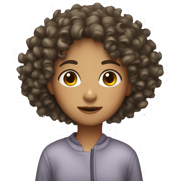 Curly haired girl with a cold emoji