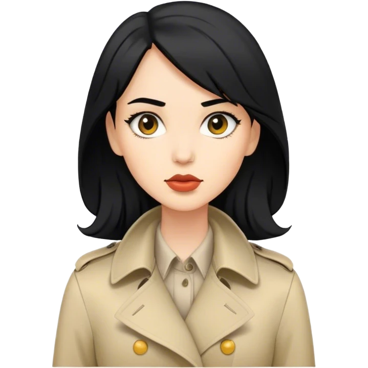 Women with black heir in trench emoji