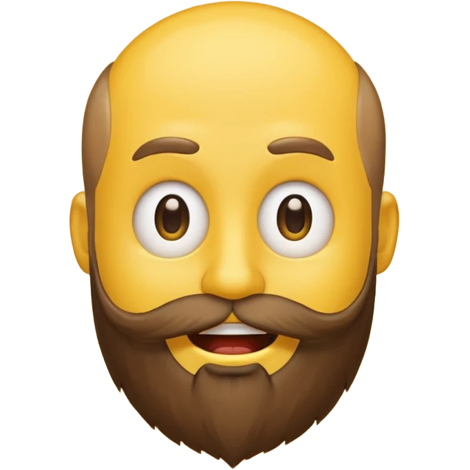 A yellow smiley emoji with a beard growing out of the top of his head, where his head hair should be. There is no beard on his face emoji