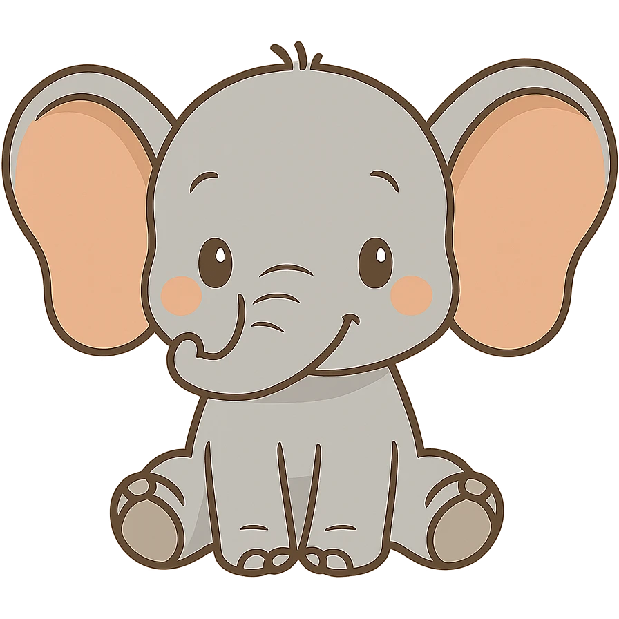 flat toon baby dumbo elephant emoji