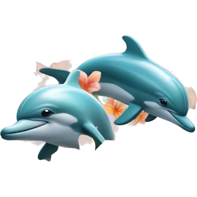 Dolphins with flowers emoji