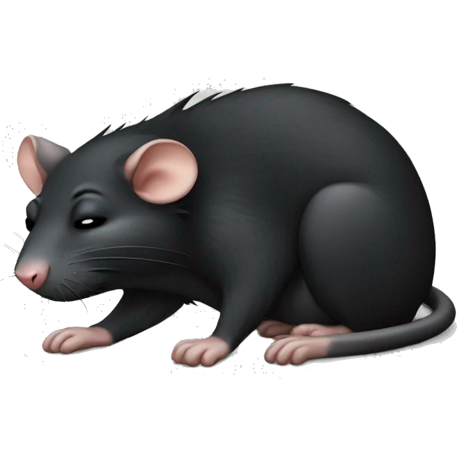 sleeping unhappy black rat emoji