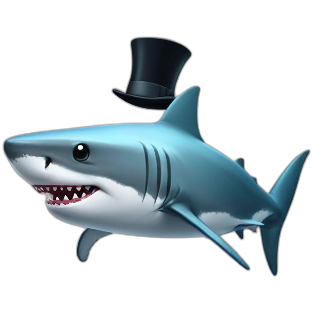 Shark with a top hat emoji
