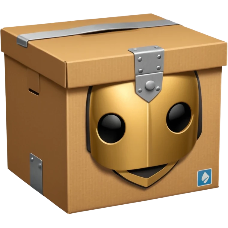 closed box, hint of contents - small icon of helmet or star emoji