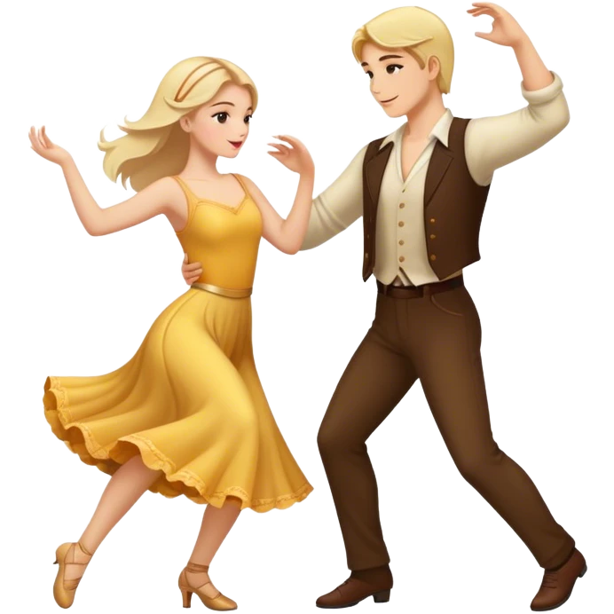 Blonde and brunette dancing together romantically  emoji
