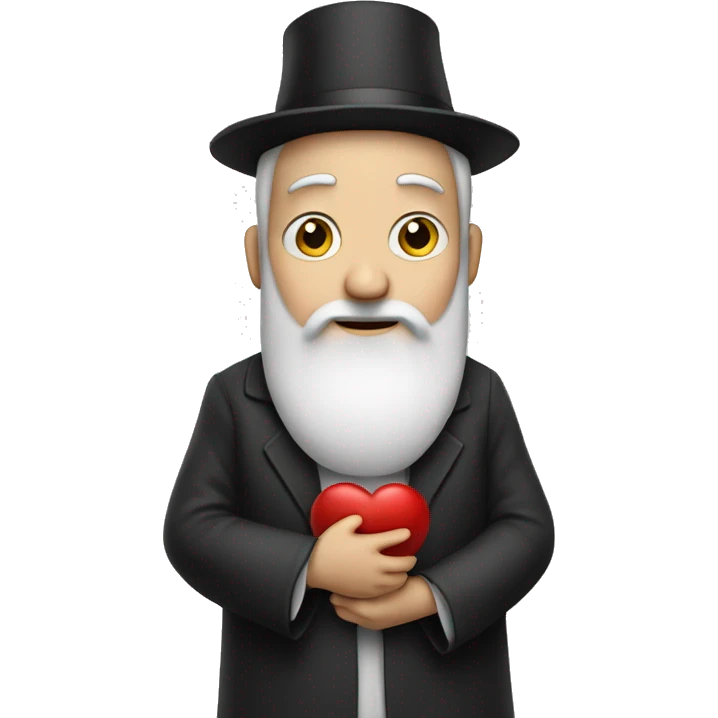 white rabbi hold heart emoji