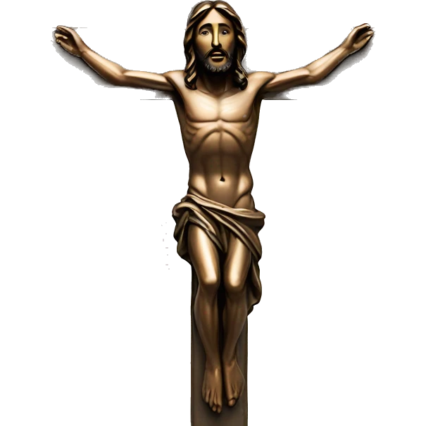 bronze, jesus on crucifix, reaching up emoji