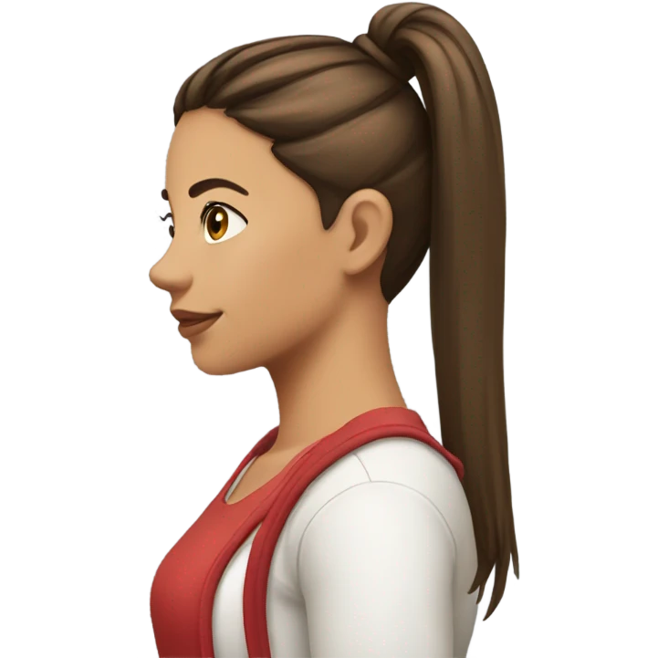 girl side profile brunette high ponytail emoji