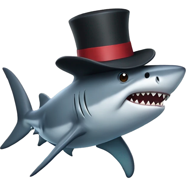 Shark with tophat emoji