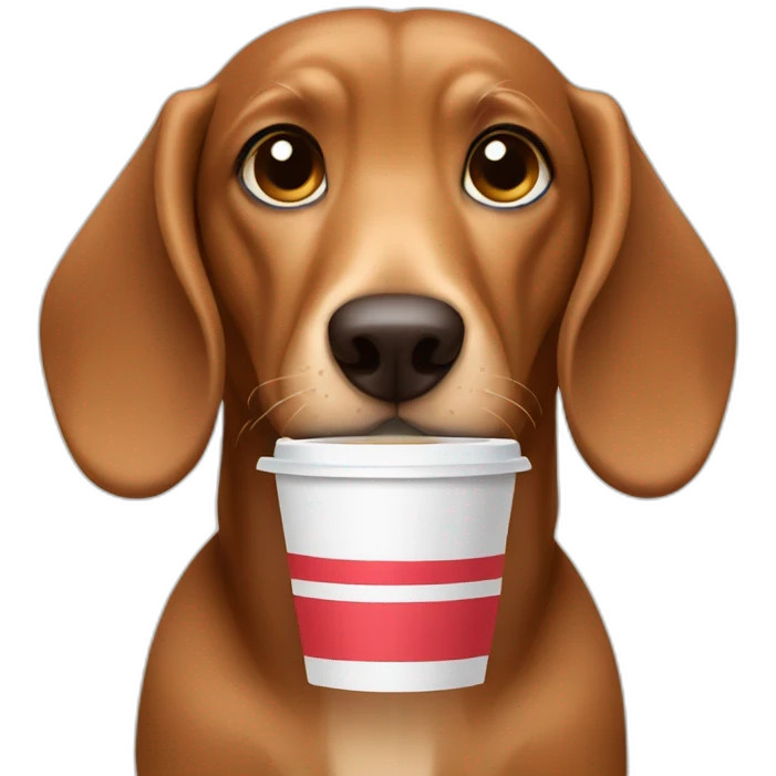 tan dashound drinking coffee emoji