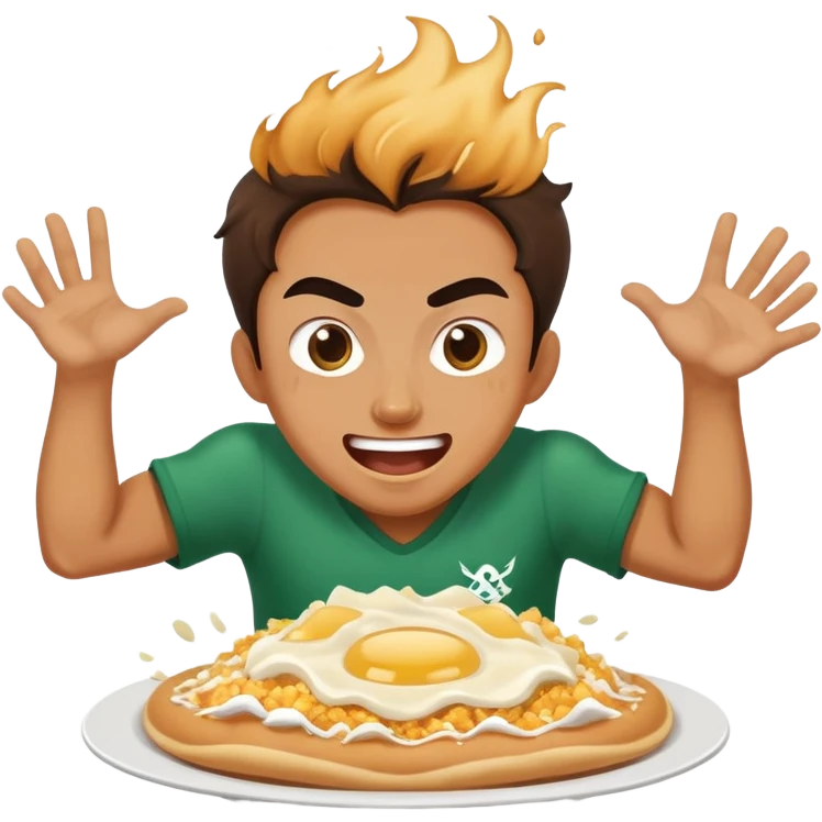 person smashing a Hungarian lángos with energetic expression emoji